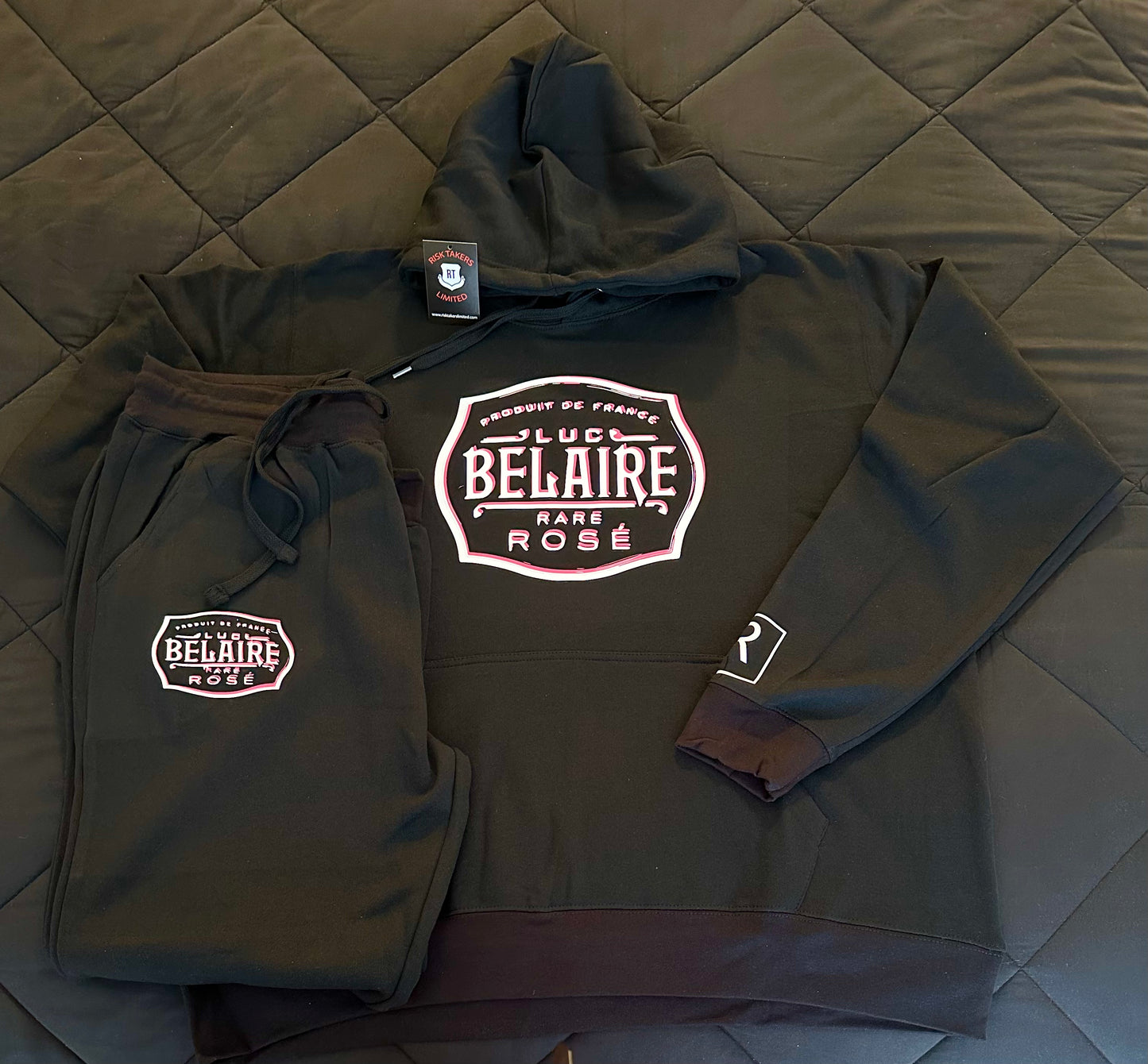 Black With Pink And White Bellaire Rose Rick Ross Edition Unisex Hooded Sweatsuit