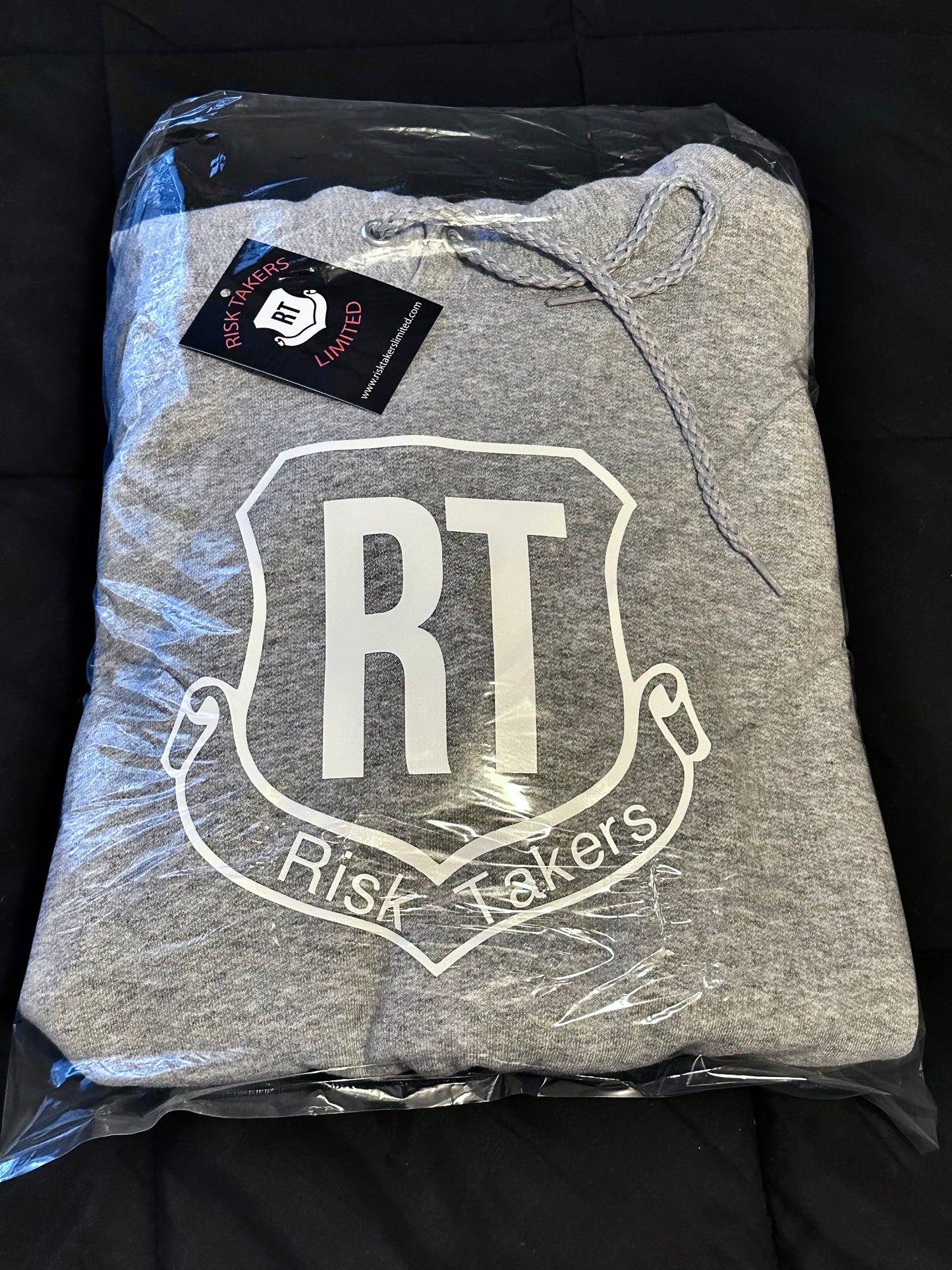 Grey With White Unisex RT Shield Logo Hoodie