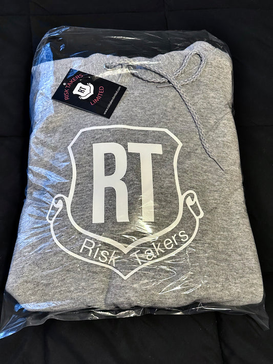 Grey With White Unisex RT Shield Logo Hoodie