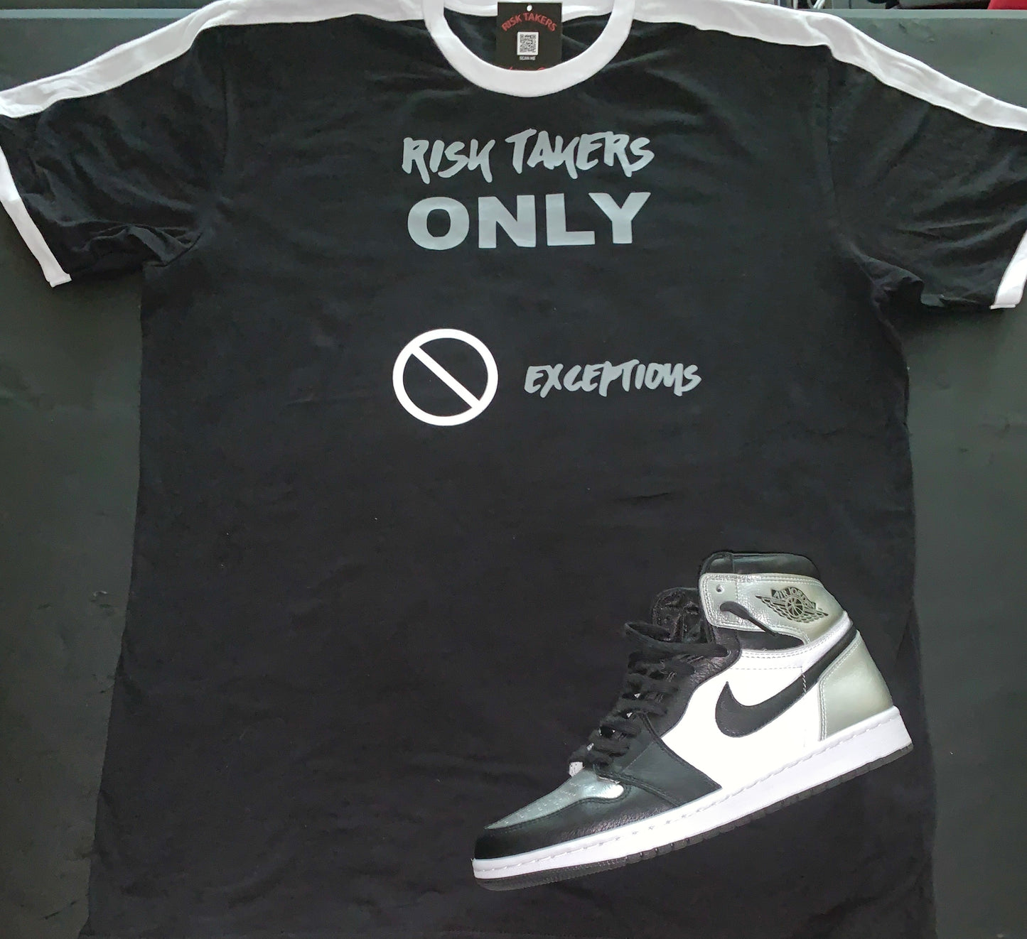 Black With Grey And White Unisex RT ONLY Ringer Tee