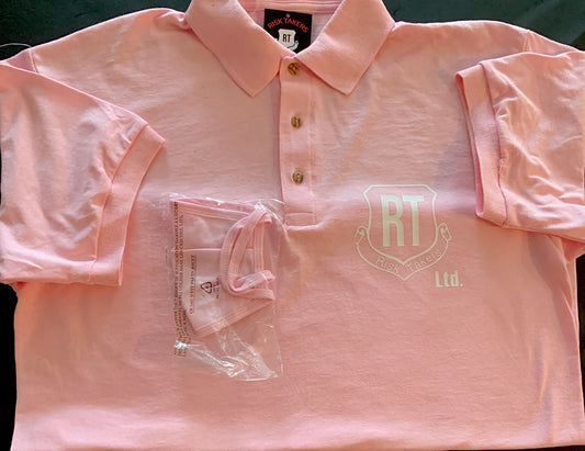 Pink With White RT Basic Unisex Polo