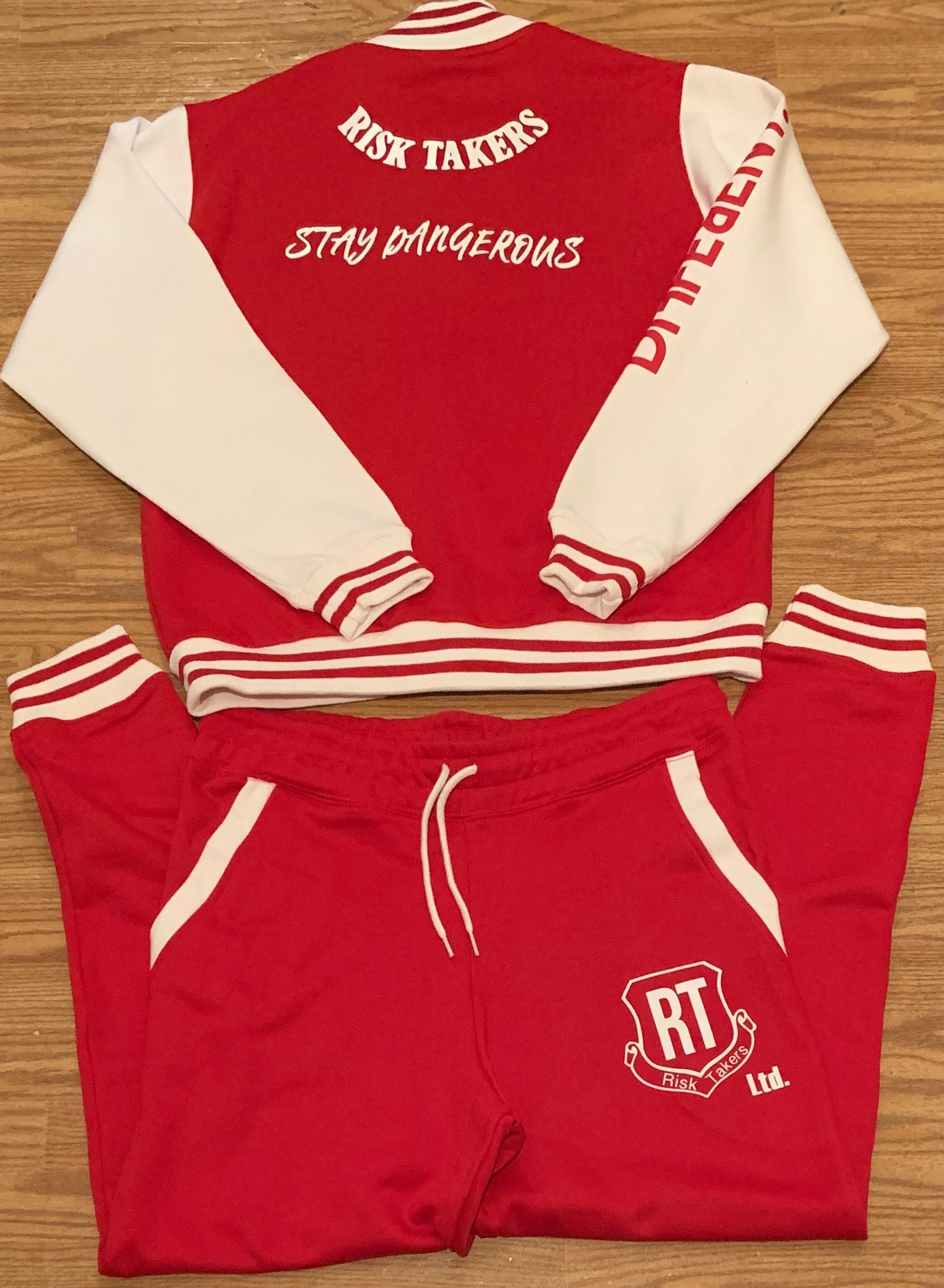 Red With White Unisex RT Varsity Sweatsuit