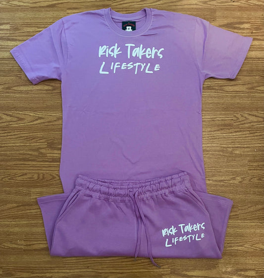 Lilac And White Unisex RT Lifestyle Sweat Short Set