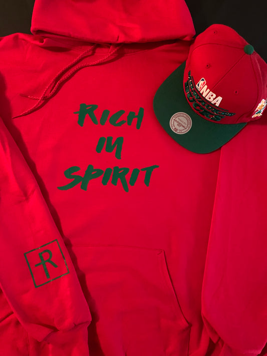 Red With Green “Rich In Spirit” Hoodie