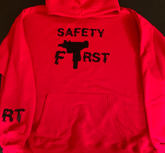 Red With Black SAFETY FIRST Hoodie