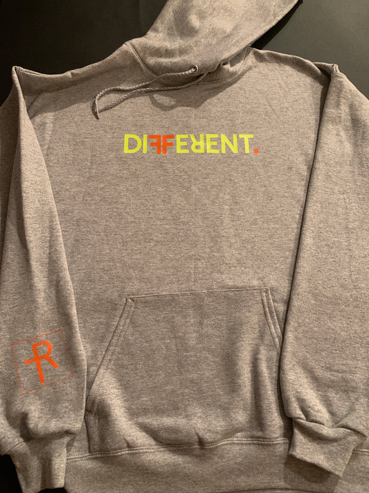 Grey With Lime And Orange “Different” Hoody