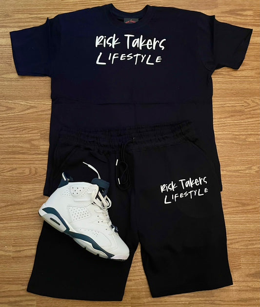 Navy Blue With White Unisex RT Lifestyle Short Set