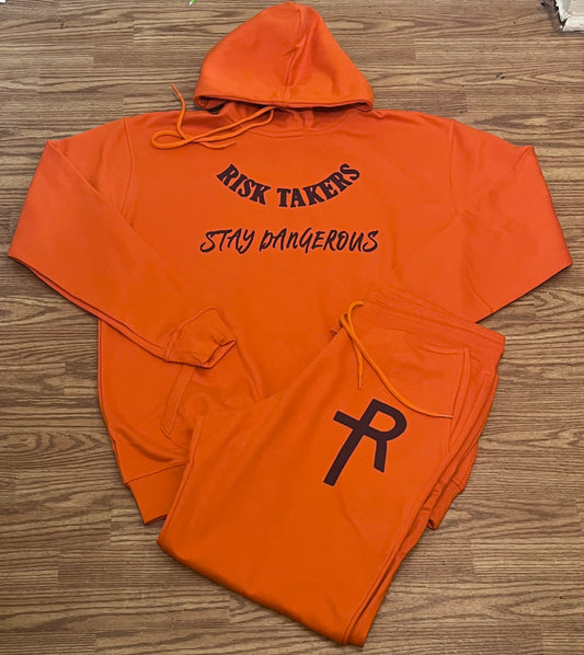 Orange With Chocolate Brown Unisex RT STAY DANGEROUS Sweatsuit
