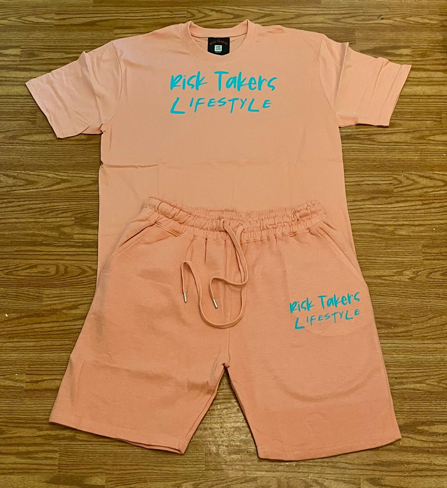 Peach With Teal Unisex RT Lifestyle Short Set