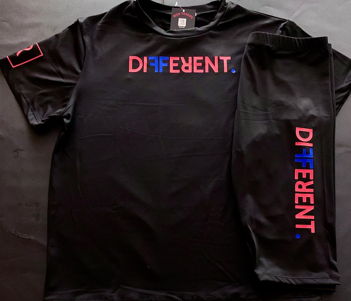 Black With Red n Blue Different Biker Short Set