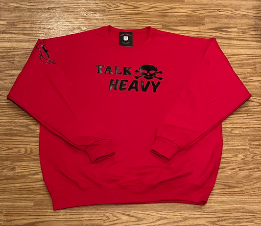 Red With Black Unisex TALK HEAVY Crewneck Sweater