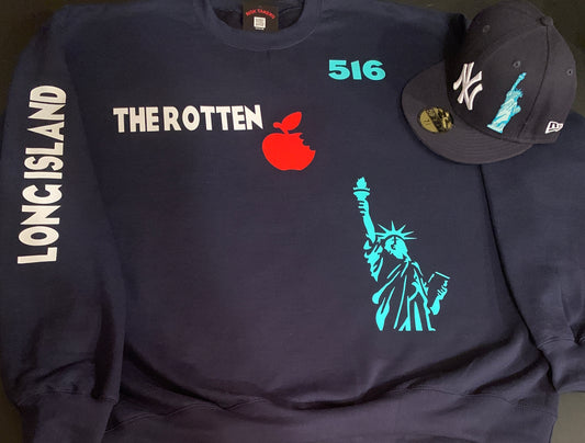 Navy NYC “Rotten Apple” Long Island Crewneck