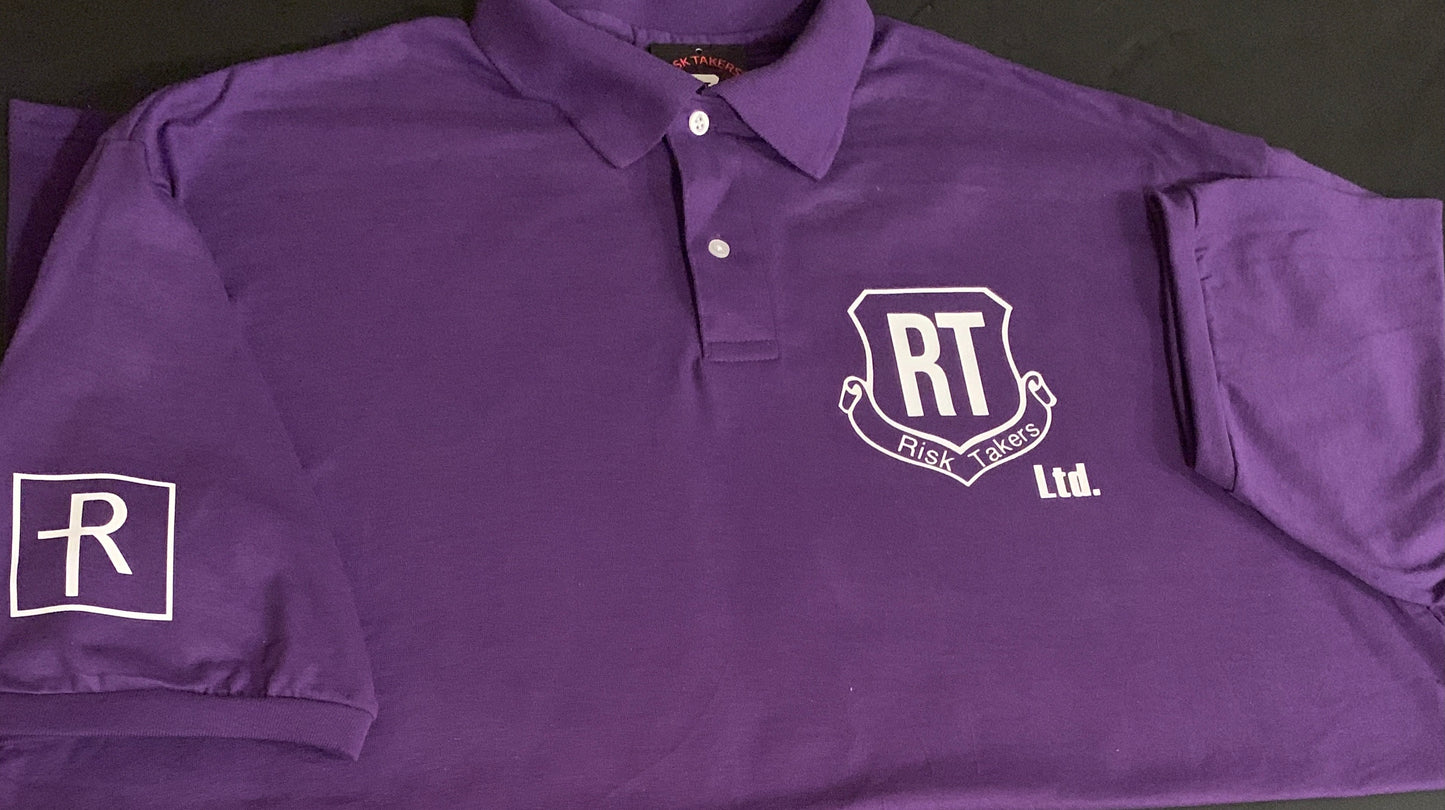 Purple With White RT Basic Unisex Polo