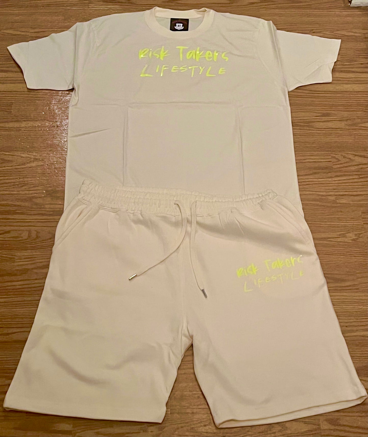 Off White With Lime Unisex RT Lifestyle Short Set