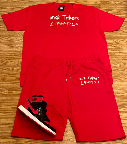 Cherry Red With White Unisex RT Lifestyle Short Set
