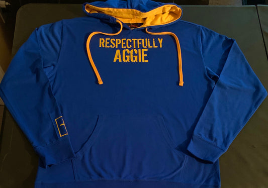 Royal Blue With Gold Unisex RESPECTFULLY AGGIE Hoodie