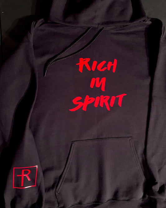 Black With Red Rich And Spirit Hoodie