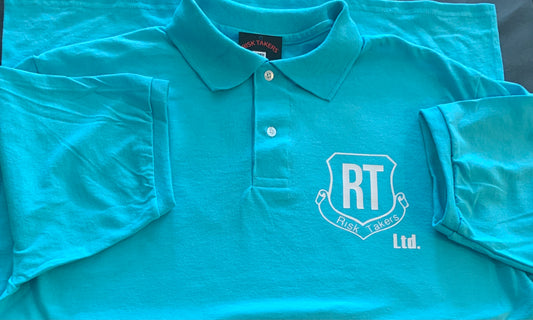 Teal With White RT Basic Unisex Polo