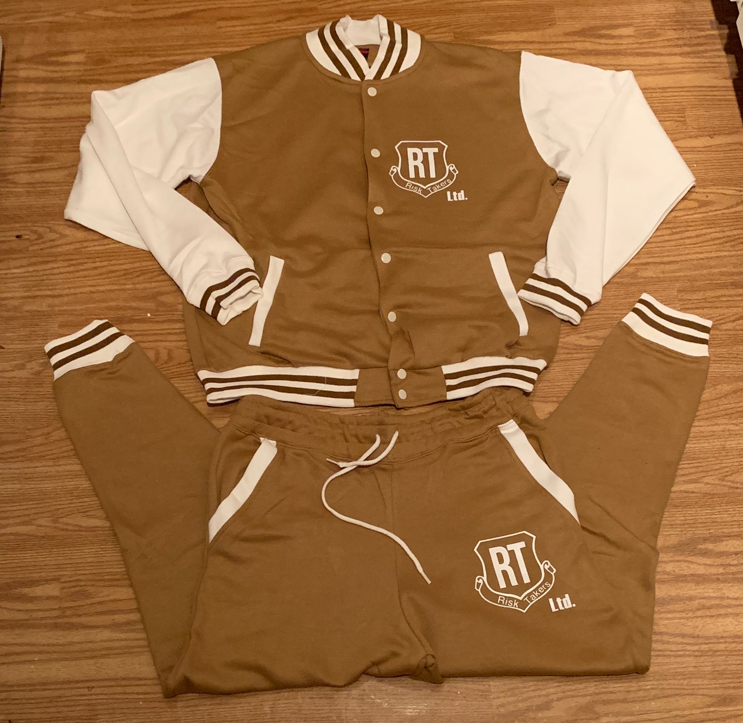 Tan x White Unisex RT Lifestyle Varsity Sweatsuit