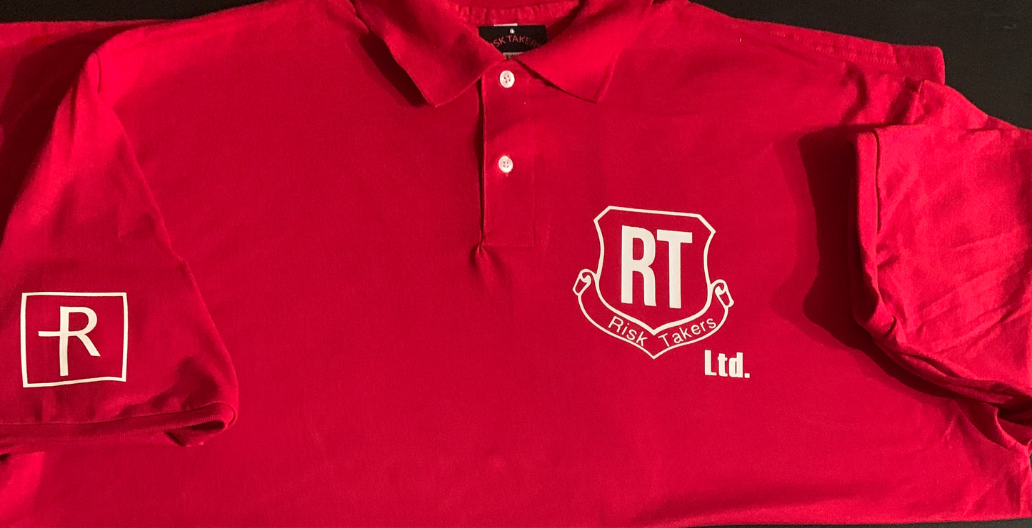 Red And White Unisex Basic RT Polo