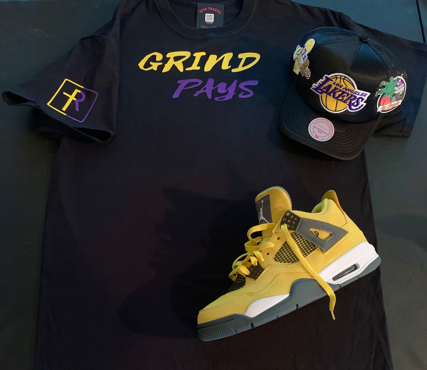 Black x Gold x Purple Grind Pays Unisex Tee