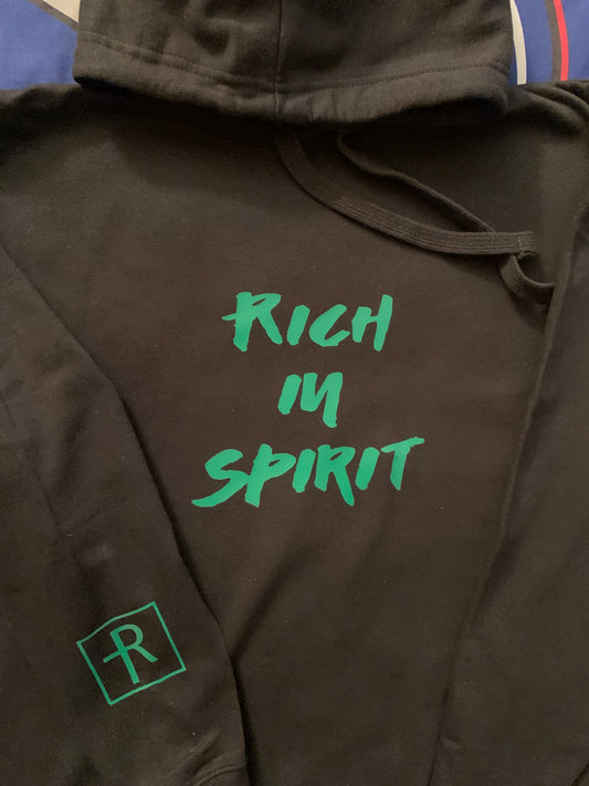 Black With Green “Rich In Spirit” Hoodie