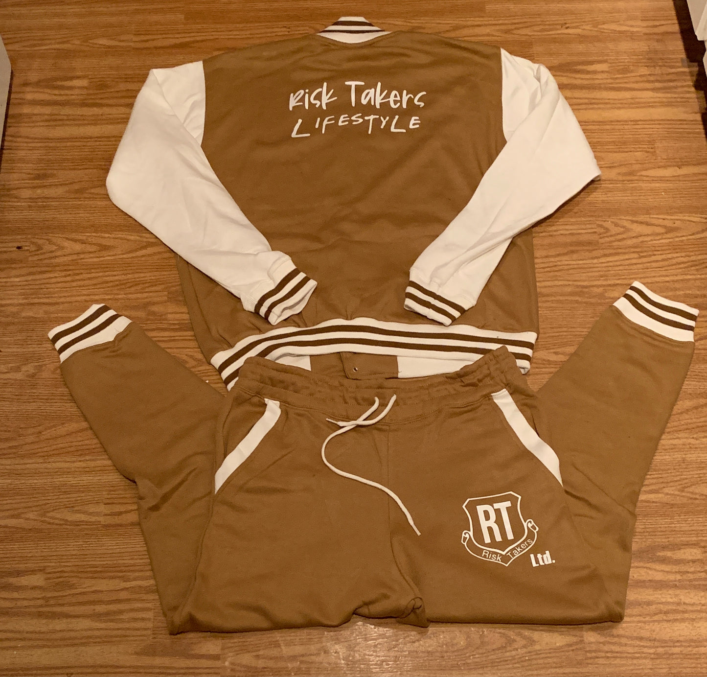 Tan x White Unisex RT Lifestyle Varsity Sweatsuit