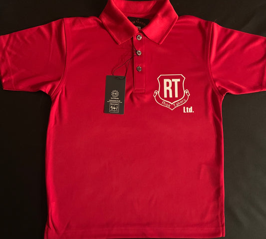 Youth Red And White RT Polo Golf Shirt