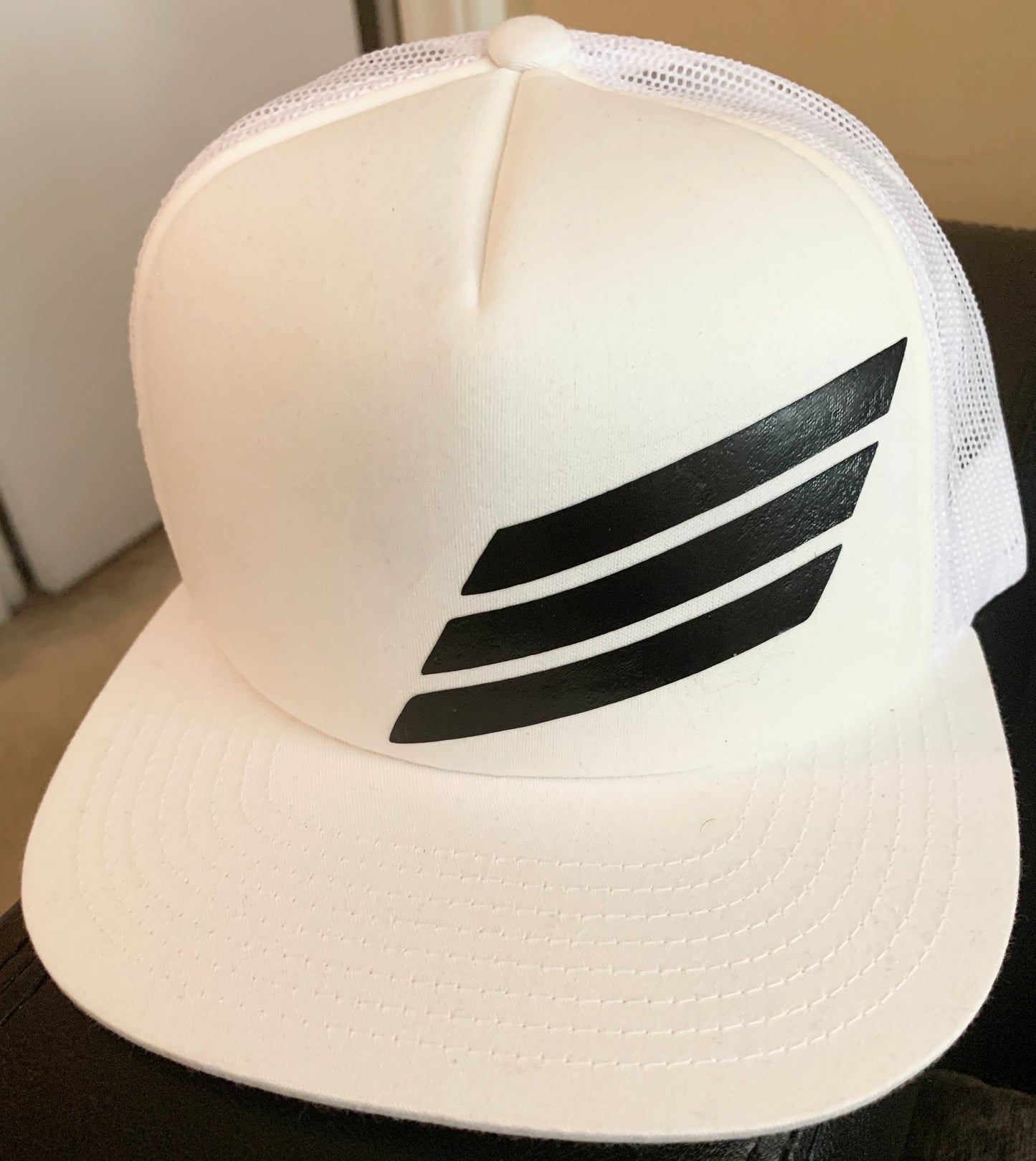 White With Black Wavy Takers Snapback