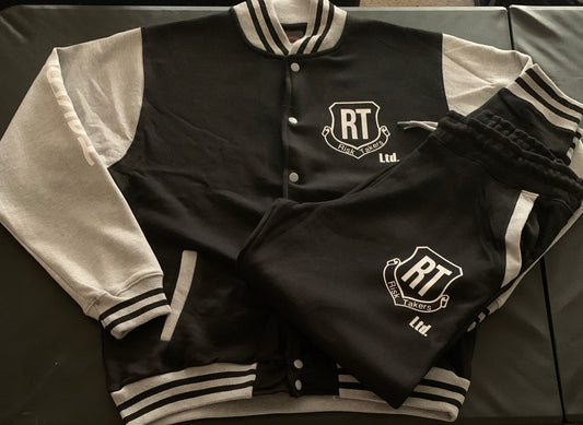 Black With Grey And White Unisex RT Varsity Sweatsuit