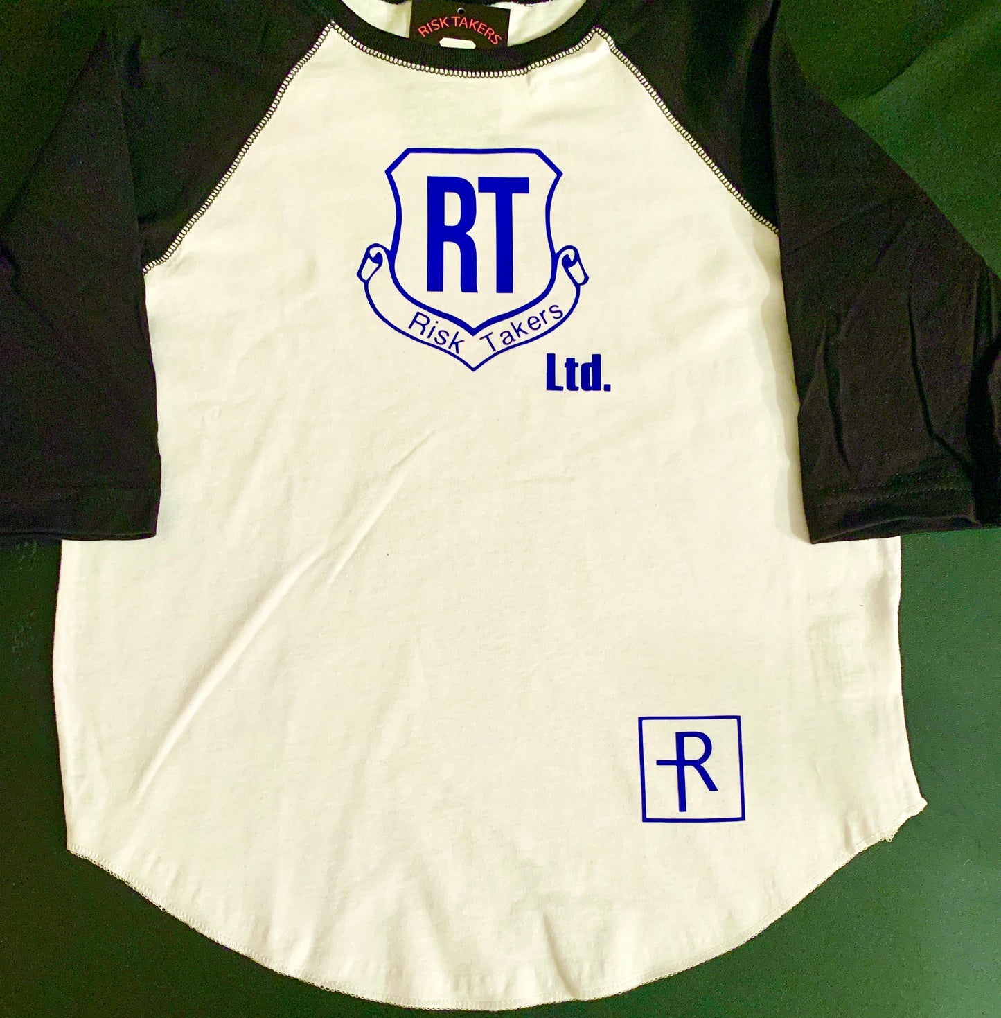 Youth Black, White And Royal Blue RT Baseball Tee