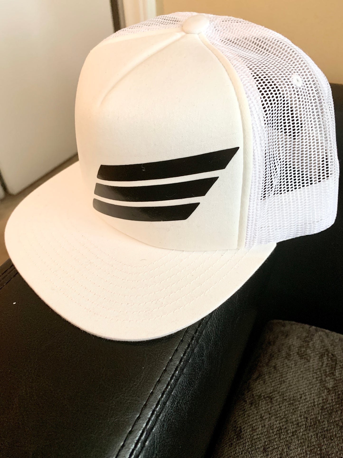 White With Black Wavy Takers Snapback